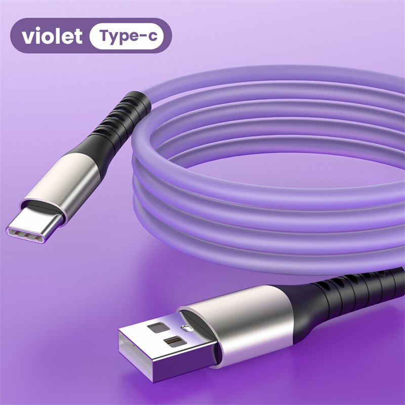 Soft Liquid Silicone 2A Super Fast Charge Cable Micro USB Type C Cable for Samsung Huawei Xiaomi Charging Wire Data Cable Type C