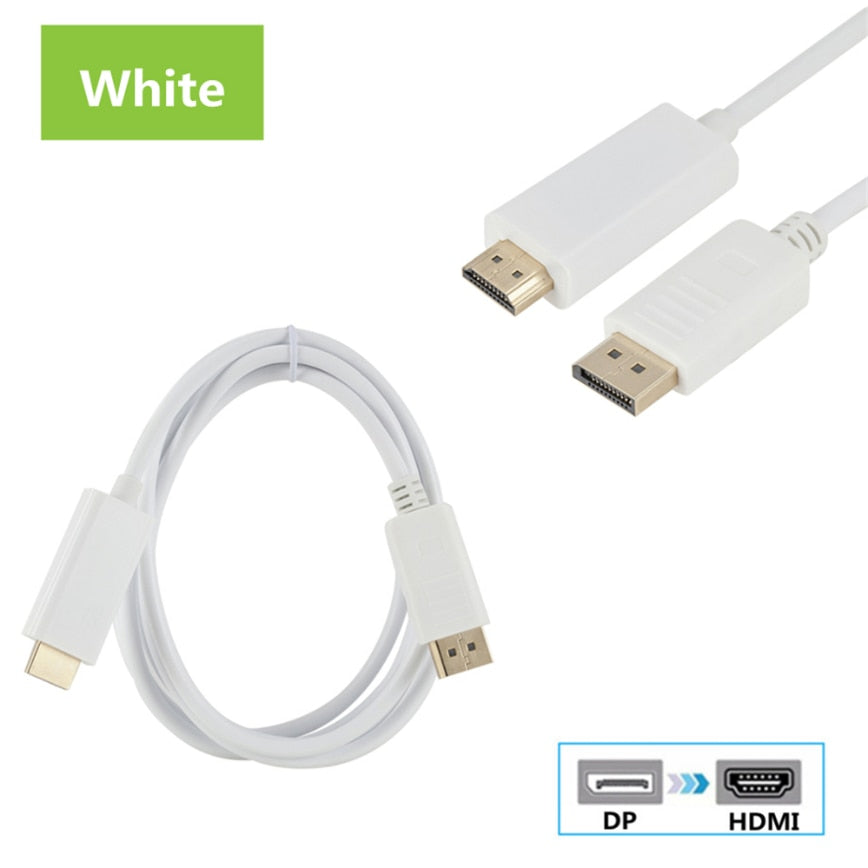 Displayport HDMI 1080P 1.8M/6ft Black and White