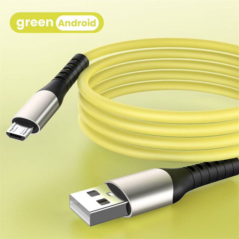 Soft Liquid Silicone 2A Super Fast Charge Cable Micro USB Type C Cable for Samsung Huawei Xiaomi Charging Wire Data Cable Type C