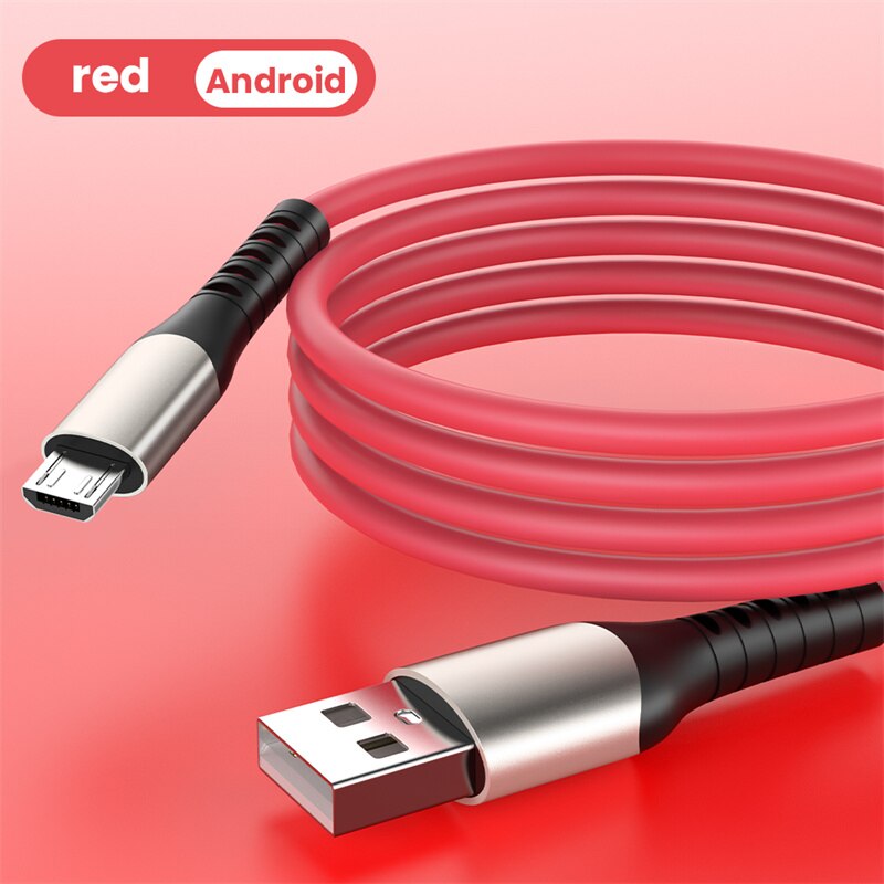 Soft Liquid Silicone 2A Super Fast Charge Cable Micro USB Type C Cable for Samsung Huawei Xiaomi Charging Wire Data Cable Type C