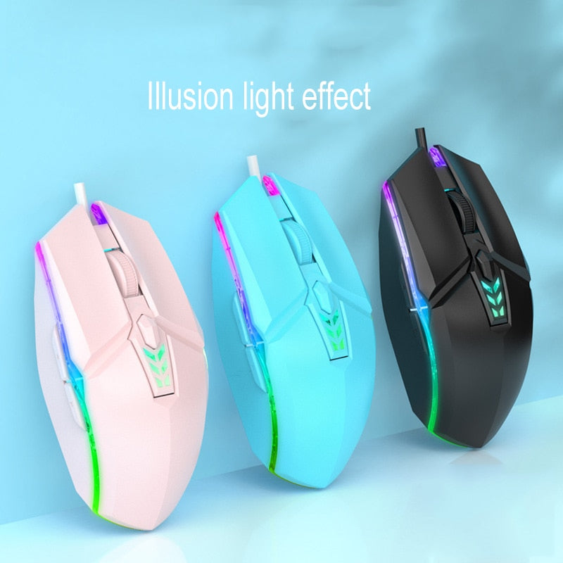 Mute Wired Gaming Mouse 1600 DPI Optical 6 Button USB Mouse With RGB BackLight Mute Mice For Desktop Laptop Computer Gamer Mouse