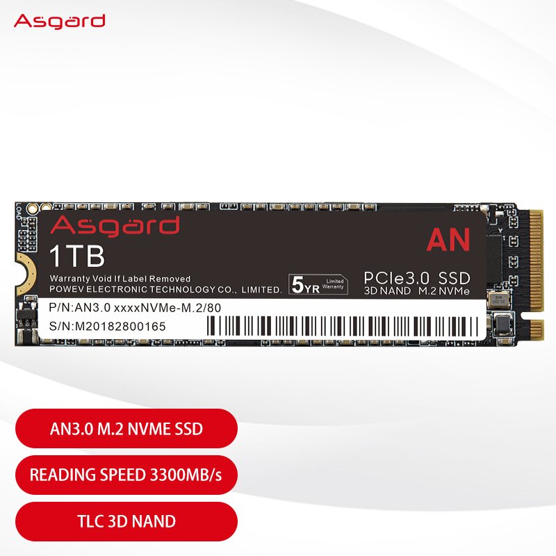 Asgard AN3.0 M.2 NVMe 512GB 1T PCIe3.0 X4 SSD Internal Hard Disk m2 2280 for Laptop Desktop