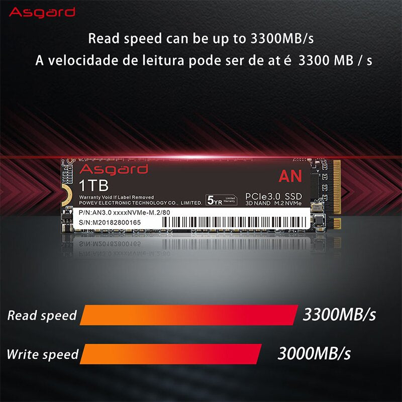 Asgard AN3.0 M.2 NVMe 512GB 1T PCIe3.0 X4 SSD Internal Hard Disk m2 2280 for Laptop Desktop