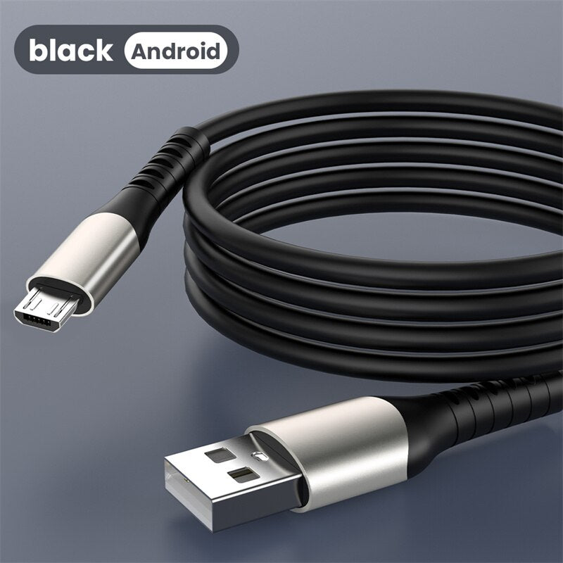 Soft Liquid Silicone 2A Super Fast Charge Cable Micro USB Type C Cable for Samsung Huawei Xiaomi Charging Wire Data Cable Type C