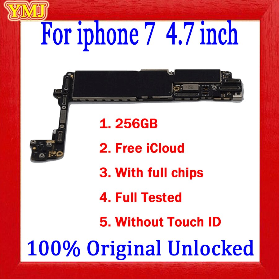 32GB 128GB 256GB For iPhone 7 4.7&quot;Motherboard With/No Touth ID,100% Original Unlock Free icloud Logic Board Support update &amp; 4G