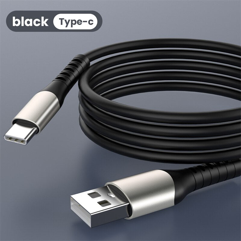 Soft Liquid Silicone 2A Super Fast Charge Cable Micro USB Type C Cable for Samsung Huawei Xiaomi Charging Wire Data Cable Type C