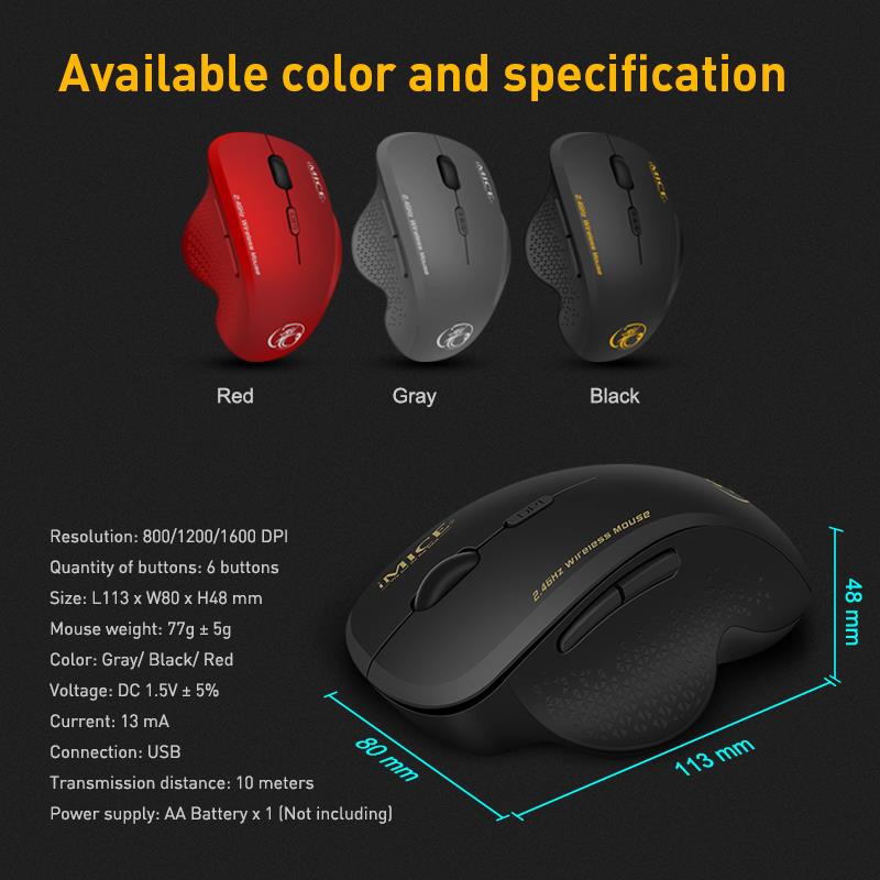 Ergonomic Mouse Wireless Mouse Computer Mouse For PC Laptop 2.4Ghz USB Mini Mause 1600 DPI 6 buttons Optical Mice