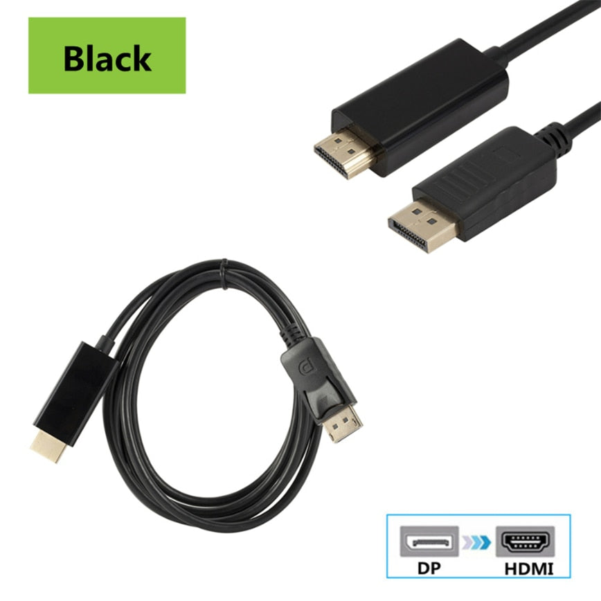 Displayport HDMI 1080P 1.8M/6ft Black and White