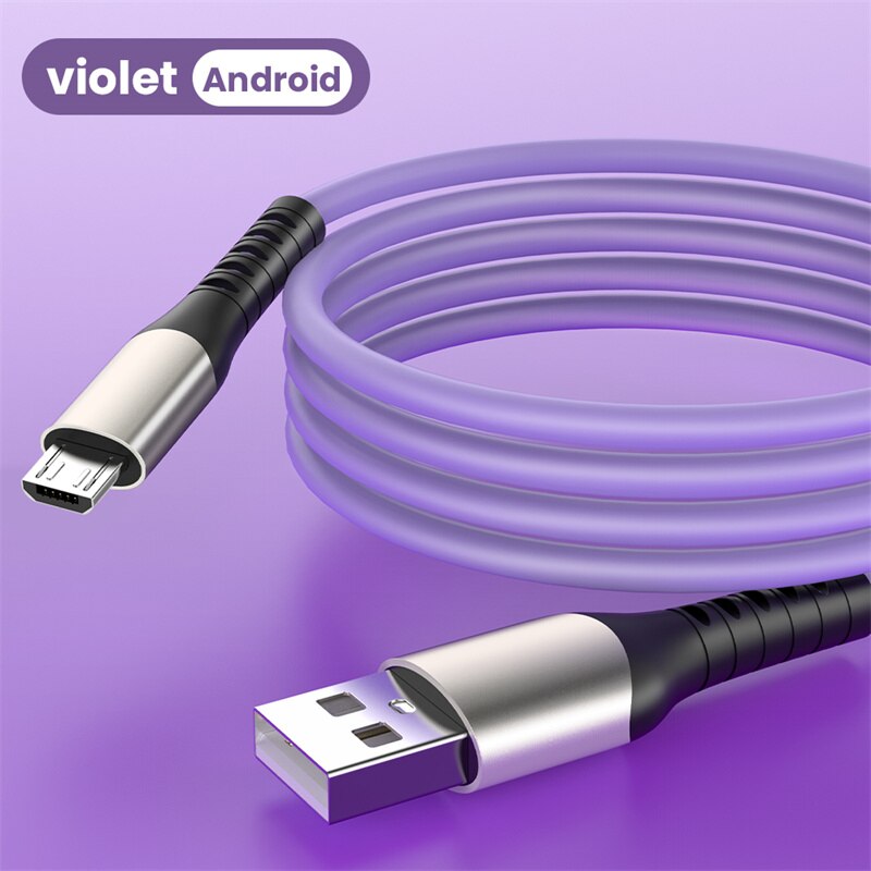 Soft Liquid Silicone 2A Super Fast Charge Cable Micro USB Type C Cable for Samsung Huawei Xiaomi Charging Wire Data Cable Type C