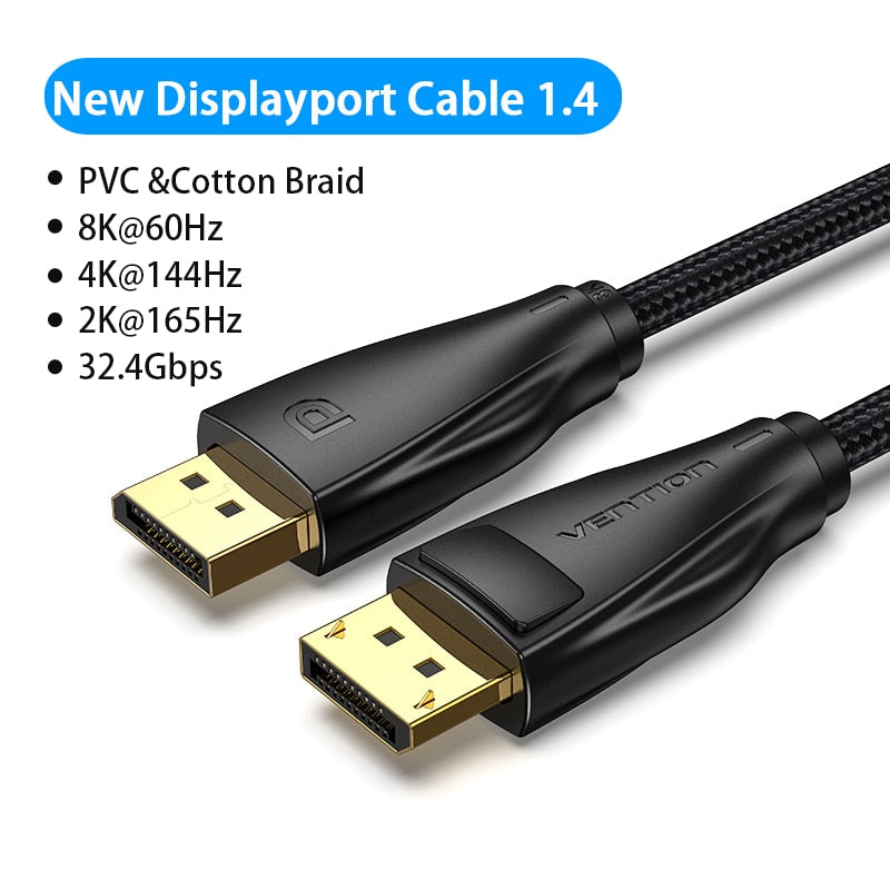 Vention DisplayPort 1.4 Cable 8K 60Hz 4K HDR 165Hz Display Port Audio Cable for Video PC Laptop TV Display Port 1.4 DP Cable 1.2