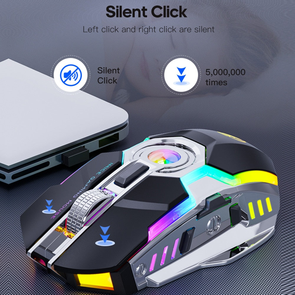 RGB Gaming Mouse Wireless Computer Mouse Rechargeable Silent Mause LED Backlit Mice 3200 DPI Wireless Mouse Gamer For Laptop PC