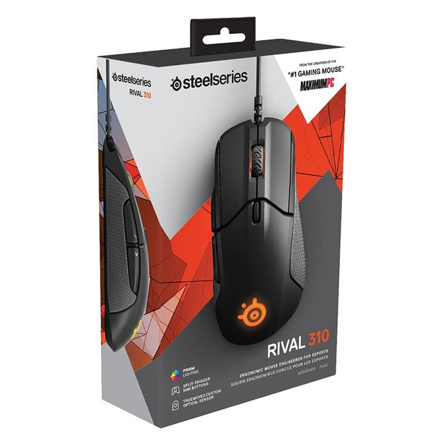 SteelSeries Rival 310 Gaming Mouse 12000 CPI TrueMove3 Optical Mouse Sensor Split Trigger Buttons RGB Lighting Mouse