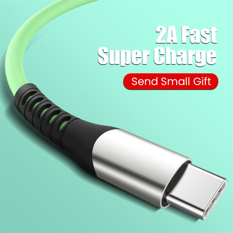 Soft Liquid Silicone 2A Super Fast Charge Cable Micro USB Type C Cable for Samsung Huawei Xiaomi Charging Wire Data Cable Type C