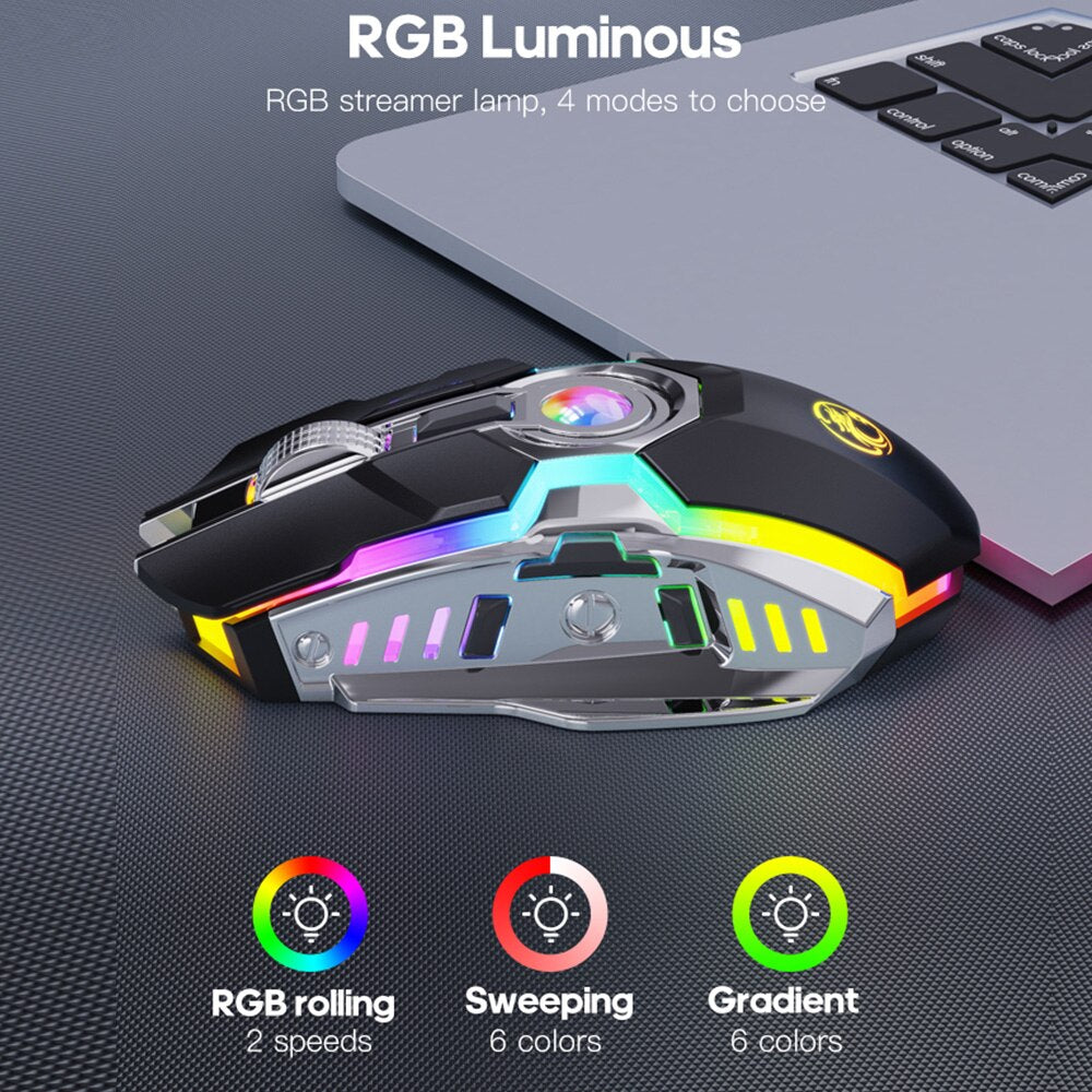 RGB Gaming Mouse Wireless Computer Mouse Rechargeable Silent Mause LED Backlit Mice 3200 DPI Wireless Mouse Gamer For Laptop PC