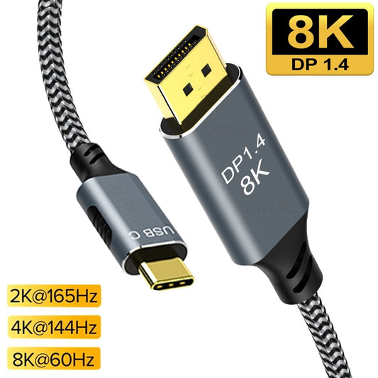 USB C to DisplayPort Cable 8K DP Type C 3.1 to Display port 1.4 Cable Thunderbolt 3 to 8K DP For MacBook Pro Samsung S21 Huawei