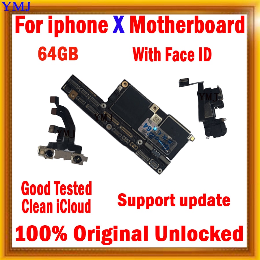 64GB 128GB 256GB With/No Face ID for iPhone X XR XS Max Motherboard No ID Account Logic board Support update Tested Plate