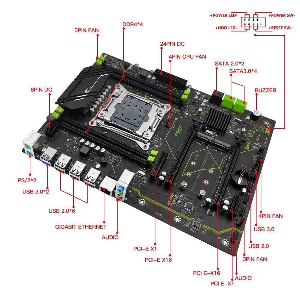 Machinist kit X99 ATX Motherboard Combo Set With Xeon E5 2666 V3 CPU LGA  2011-3 Processor and DDR4 16GB (2pcs*8gb）RAM \Memory