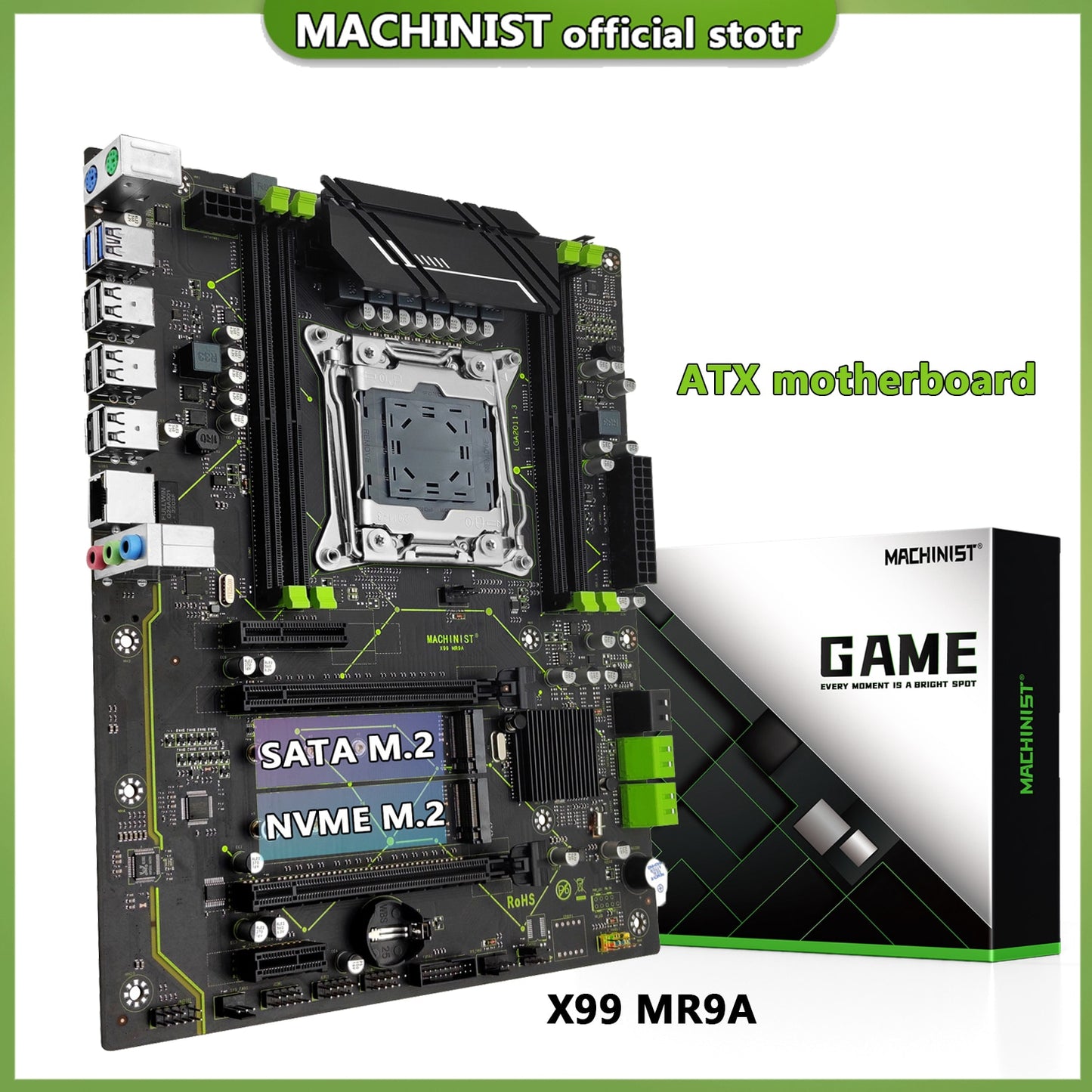 Machinist kit X99 ATX Motherboard Combo Set With Xeon E5 2666 V3 CPU LGA  2011-3 Processor and DDR4 16GB (2pcs*8gb）RAM \Memory