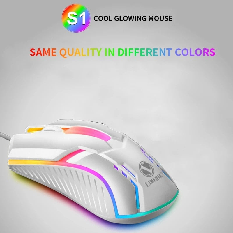 Limei S1 E-Sports LED Luminous Backlit Wired Mouse USB Wired For Desktop Laptop Mute Office Computer Gaming Mouse