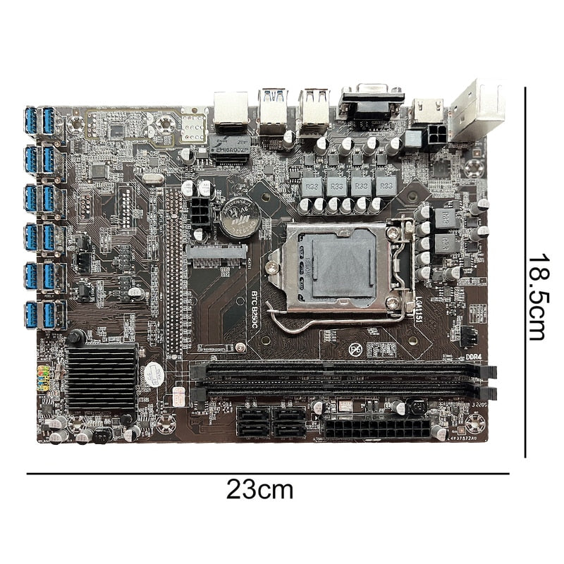 B250C BTC Mining Motherboard+SATA Cable 12XPCIE to USB3.0 Graphics Card Slot LGA1151 DDR4 MSATA ETH Miner Motherboard