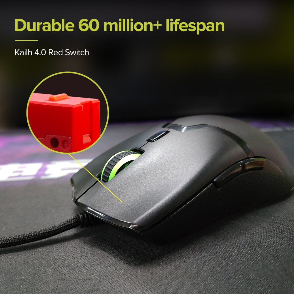 Delux M800 RGB 2.4Ghz Wireless + Wired Gaming Mouse Dual Mode 16000 DPI Lightweight Ergonomic 1000Hz Mice with Soft rope Cable