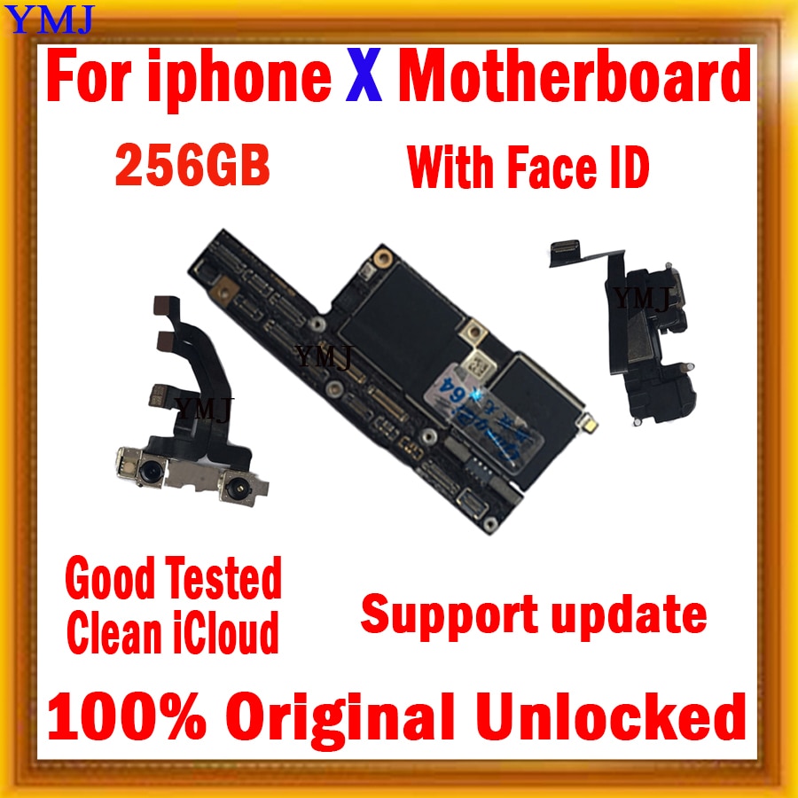 64GB 128GB 256GB With/No Face ID for iPhone X XR XS Max Motherboard No ID Account Logic board Support update Tested Plate