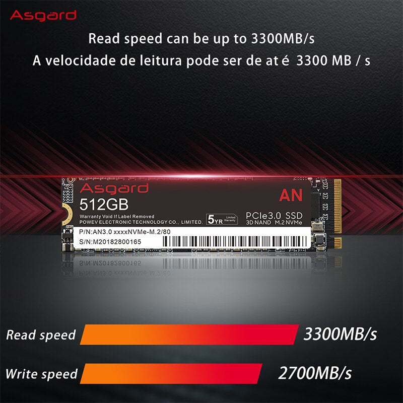 Asgard  M.2 ssd M2 512gb PCIe NVME 512GB 1TB 2TB Solid State Drive 2280 Internal Hard Disk for Laptop  Cache